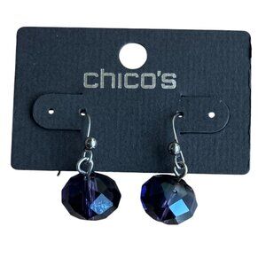 Chico's Purple Crystal Ball Drop Earrings, New with Tags